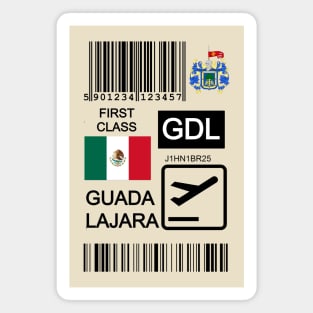 Guadalajara Mexico travel ticket Magnet